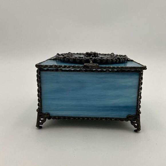 HANDCRAFTED Stained Glass Jewelry Box Keepsake Box - Picture 6 of 7